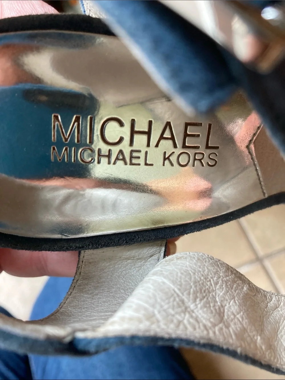 Michael Kors Blue Suede Cork Wedge Sandals - Size 7